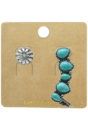 WESTERN CONCHO GEMSTONE EAR CLIMBER EARRING