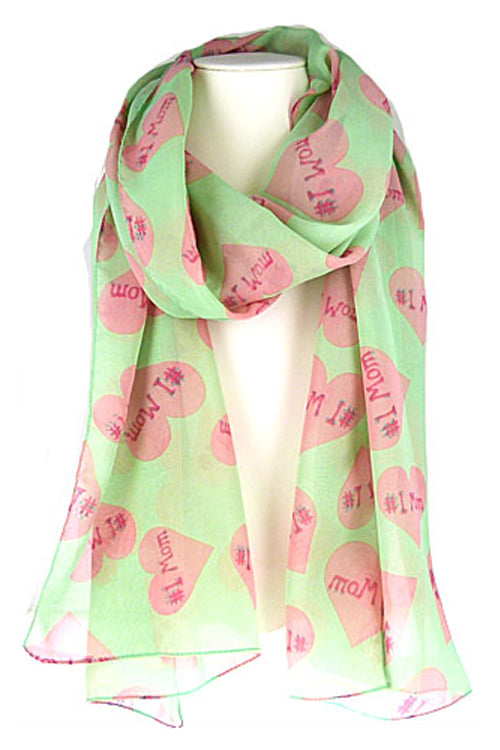 #1 MOM HEART OBLONG SCARF