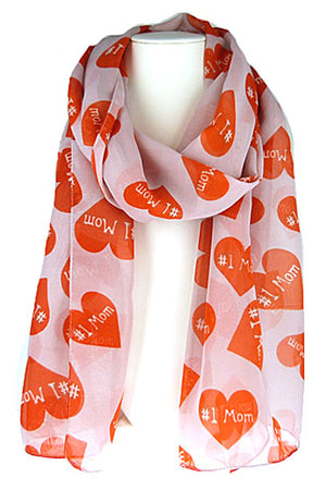 #1 MOM HEART OBLONG SCARF