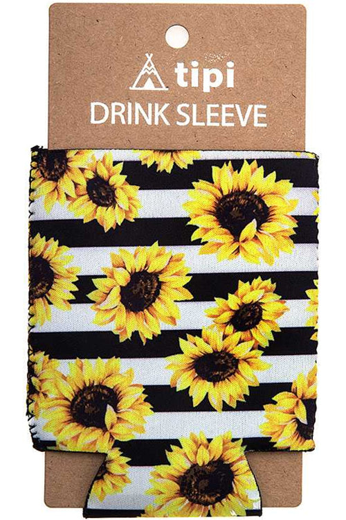 STRIPE SUNFLOWER CAN BOTTLE Coolers DRINK SLEEVE