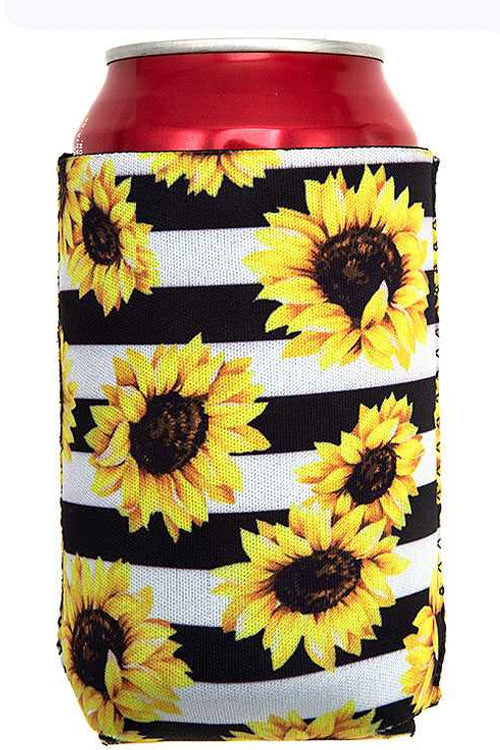 STRIPE SUNFLOWER CAN BOTTLE Coolers DRINK SLEEVE