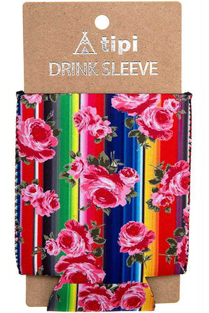 SERAPE FLOWER ROSES Can BOTTLE DRINK COOLER SLEEVE