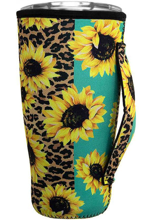 LEOPARD SUNFLOWER PRINT TUMBLER DRINK SLEEVE