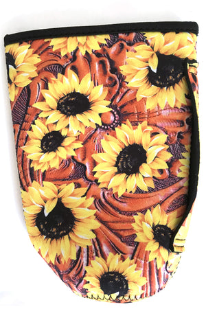 PAISLEY LEATHER SUNFLOWER TUMBLER DRINK SLEEVE