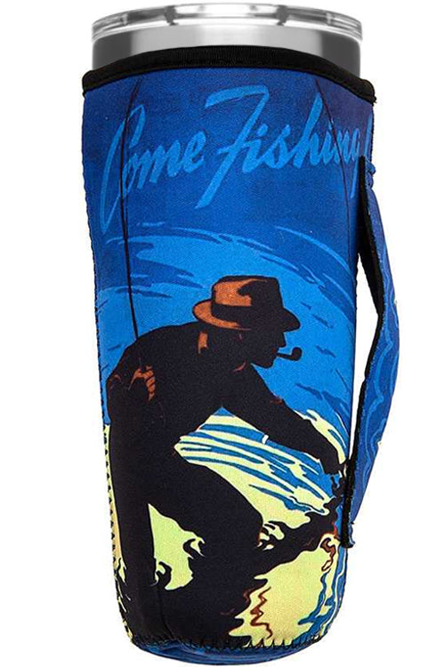COME FISHING LANDSCAPE TUMBLER DRINK SLEEVE