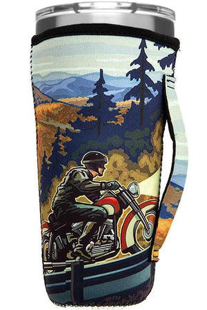 BIKER MOTORCYCLE LANDSCAPE SUNSET TUMBLER SLEEVE