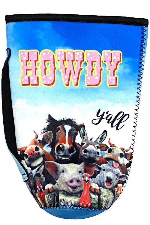 HOWDY YALL FARM ANIMAL TUMBLER DRINK SLEEVE