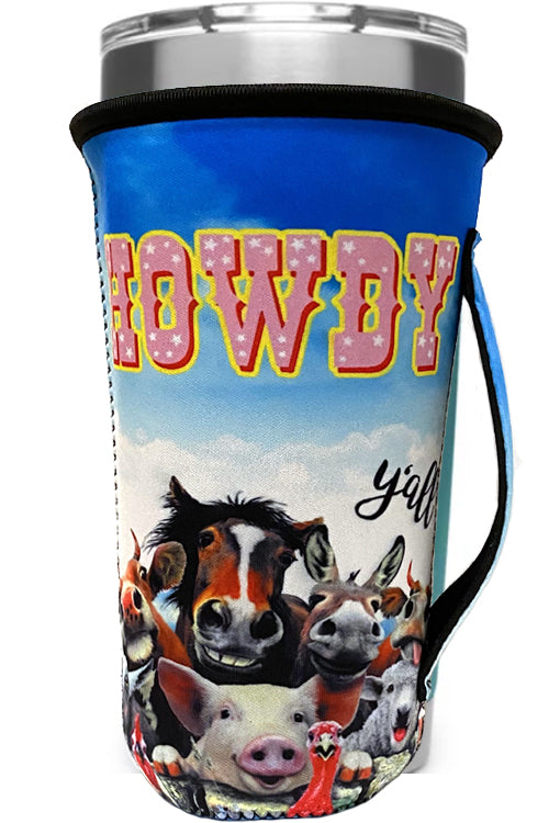 HOWDY YALL FARM ANIMAL TUMBLER DRINK SLEEVE