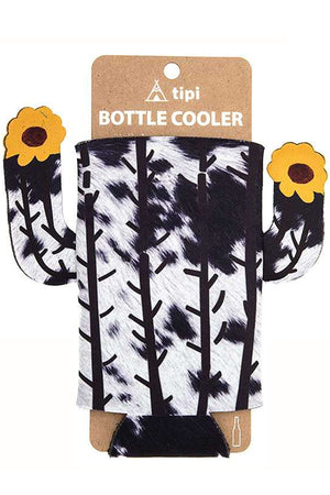 COW HIDE CACTUS FLOWER SKINNY CAN BOTTLE SLEEVE