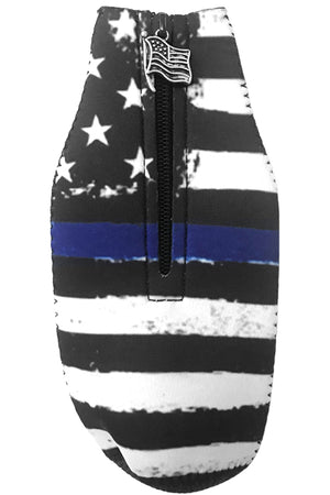 BLUE LINE USA FLAG GLASS PET BOTTLE DRINK SLEEVE