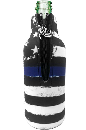 BLUE LINE USA FLAG GLASS PET BOTTLE DRINK SLEEVE