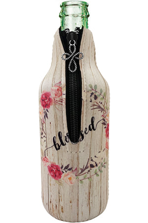 CROSS ZIPPER CHARM BLESSED MESSAGE DRINK SLEEVE