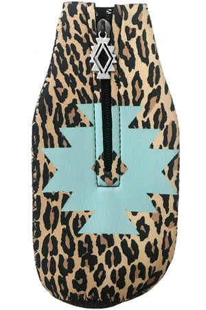 NAVAJO LEOPARD AZTEC ZIPPER CHARM DRINKSLEEVE