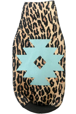 NAVAJO LEOPARD AZTEC ZIPPER CHARM DRINKSLEEVE