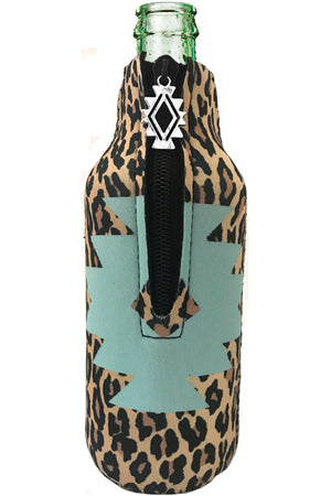 NAVAJO LEOPARD AZTEC ZIPPER CHARM DRINKSLEEVE