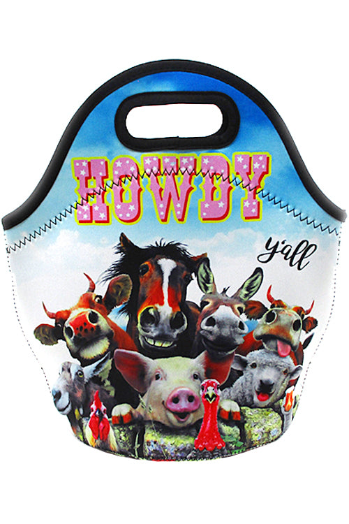 HOWDY ANIMAL FARM PRINT LUNCH BAG