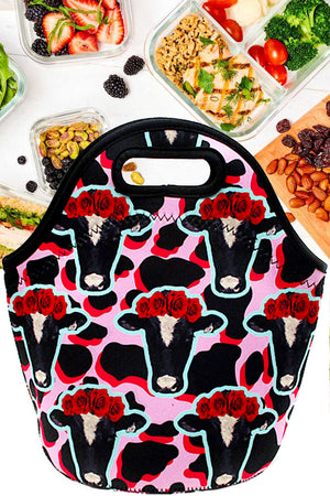 FLORAL COW HEAD LUNCH BAG