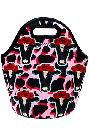 FLORAL COW HEAD LUNCH BAG