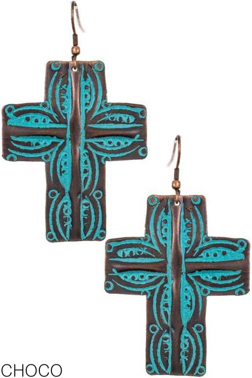 INDIA HANDMADE WESTERN CROSS  EARRING