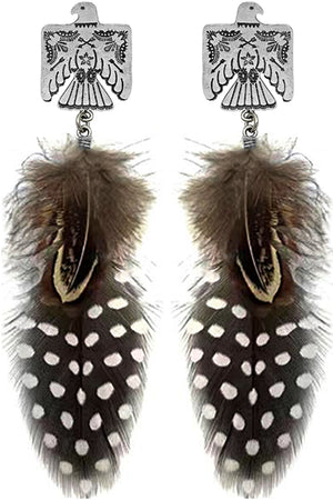 WESTERN CONCHO STYLE TEXTURED AZTEC CROSS THUNDERBIRD FLOWER CASTING FEATHER CHARM POST DANGLING EARRING