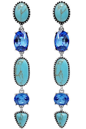 WESTERN GLASS CRYSTAL GEMSTONE EARRING