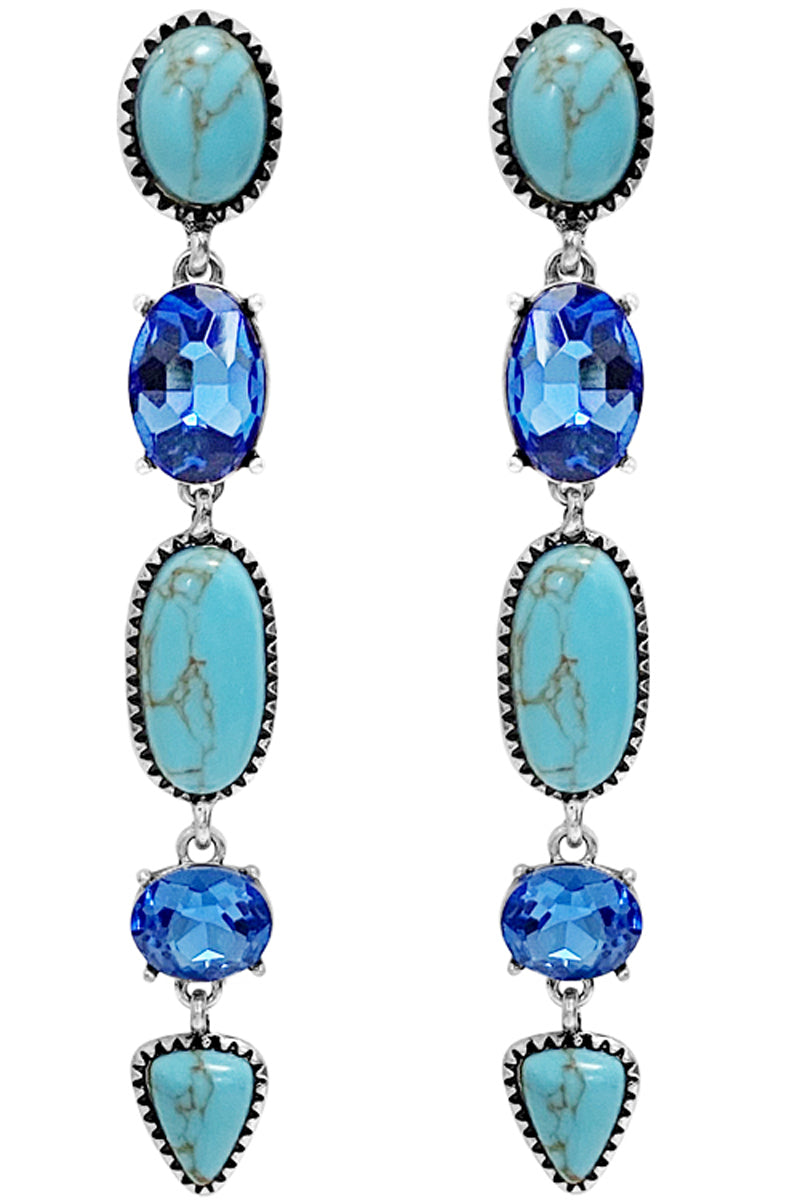 WESTERN GLASS CRYSTAL GEMSTONE EARRING