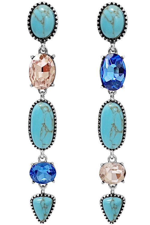 WESTERN GLASS CRYSTAL GEMSTONE EARRING