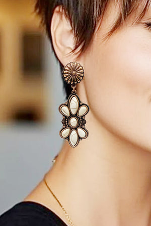 WESTERN GEMSTONE CONCHO FLOWER EARRING