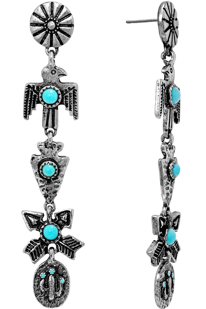 WESTERN THEME GEMSTONE CHARM EARRING