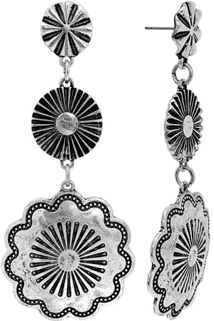 WESTERN AZTEC CONCHO FLOWER EARRING