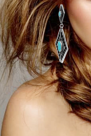 WESTERN GEMSTONE AZTEC DIAMOND SHAPE EARRING