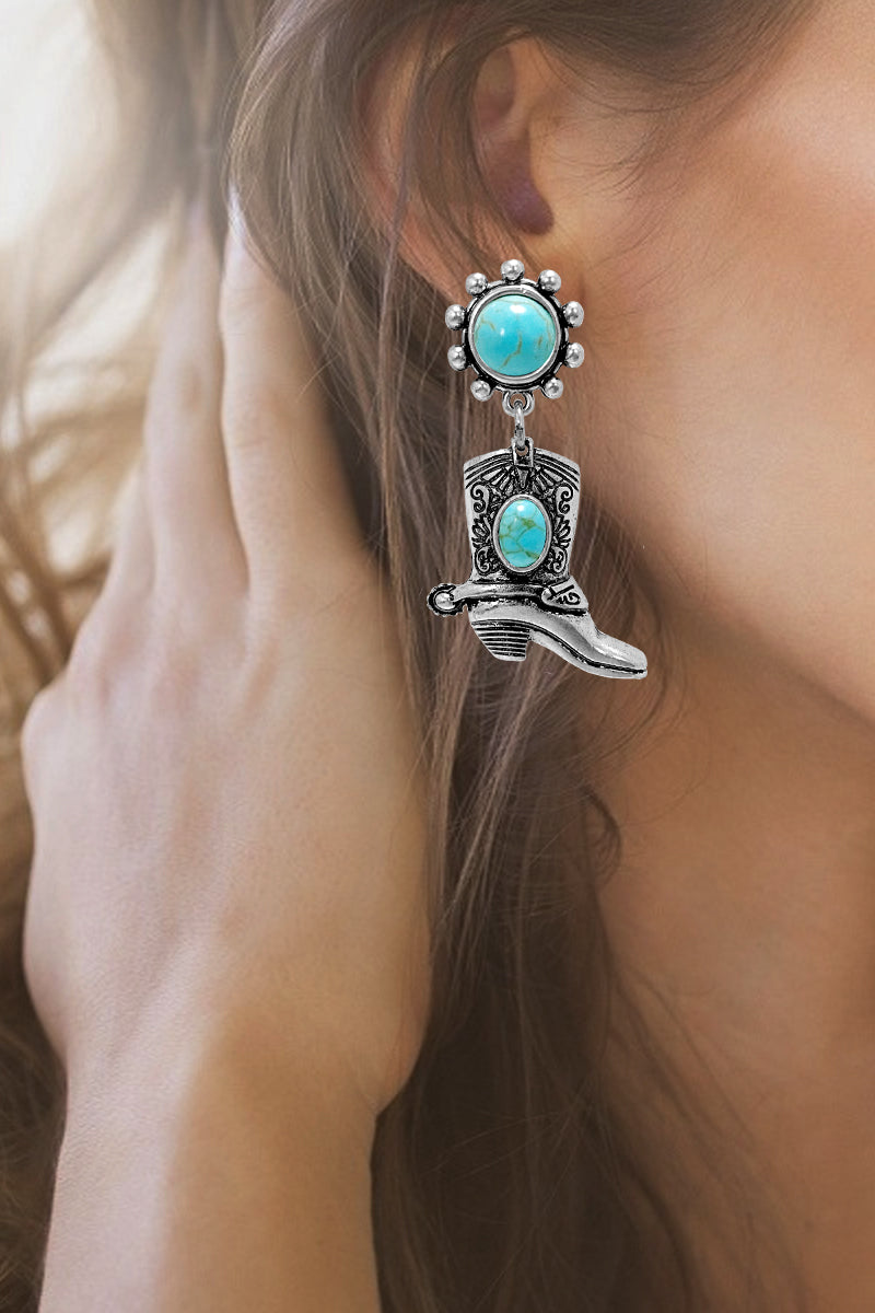 WESTERN GEMSTONE COWBOY BOOTS EARRING