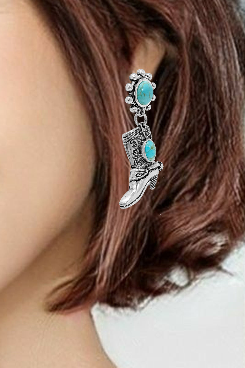 WESTERN GEMSTONE COWBOY BOOTS EARRING