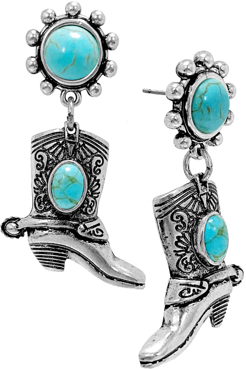 WESTERN GEMSTONE COWBOY BOOTS EARRING