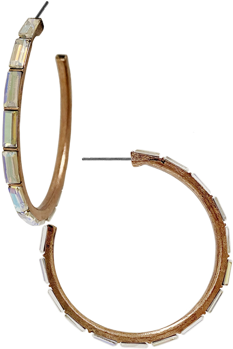 WESTERN BAR RHINESTONE HOOP EARRING