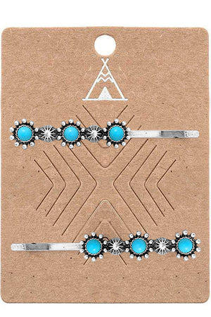 WESTERN GEMSTONE CONCHO FLOWER BOBBY PIN