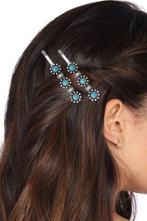 WESTERN GEMSTONE CONCHO FLOWER BOBBY PIN