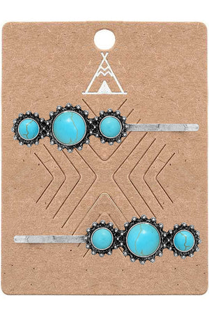 WESTERN GEMSTONE CONCHO BOBBY PIN SET