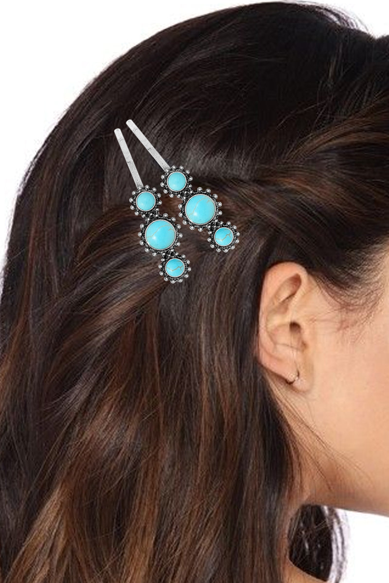 WESTERN GEMSTONE CONCHO BOBBY PIN SET