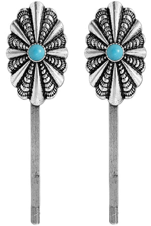 WESTERN GEMSTONE CONCHO FLOWER BOBBY PIN