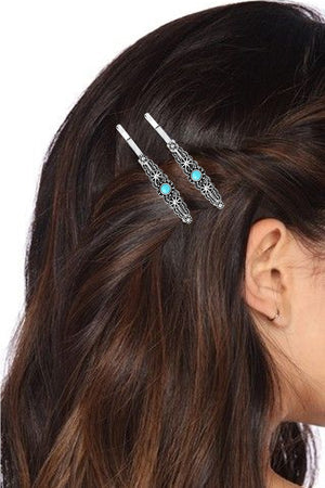 WESTERN CONCHO AZTEC GEMSTONE BOBBY PIN