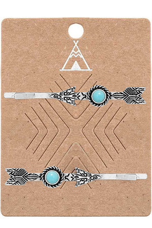 WESTERN CONCHO AZTEC GEMSTONE ARROW BOBBY PIN