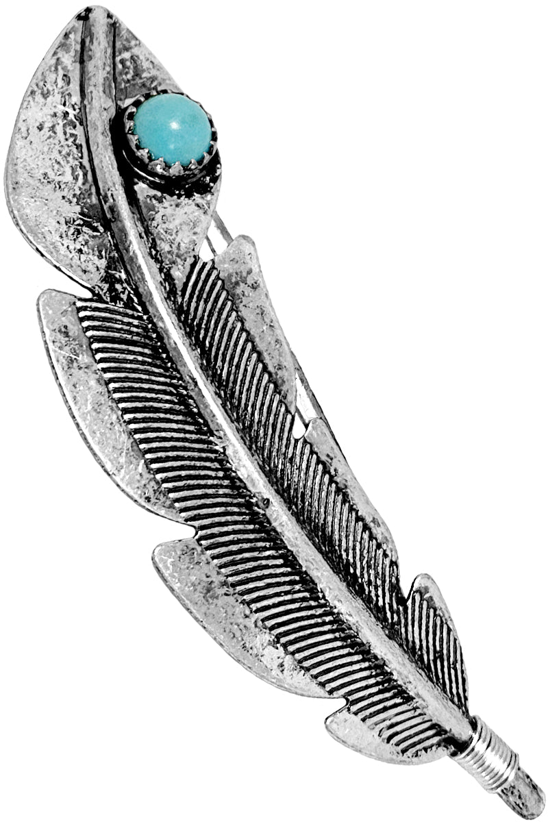 WESTERN GEMSTONE FEATHER BARRETTE