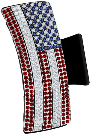 RHINESTONE PAVE USA FLAG METAL HAIR CLAW