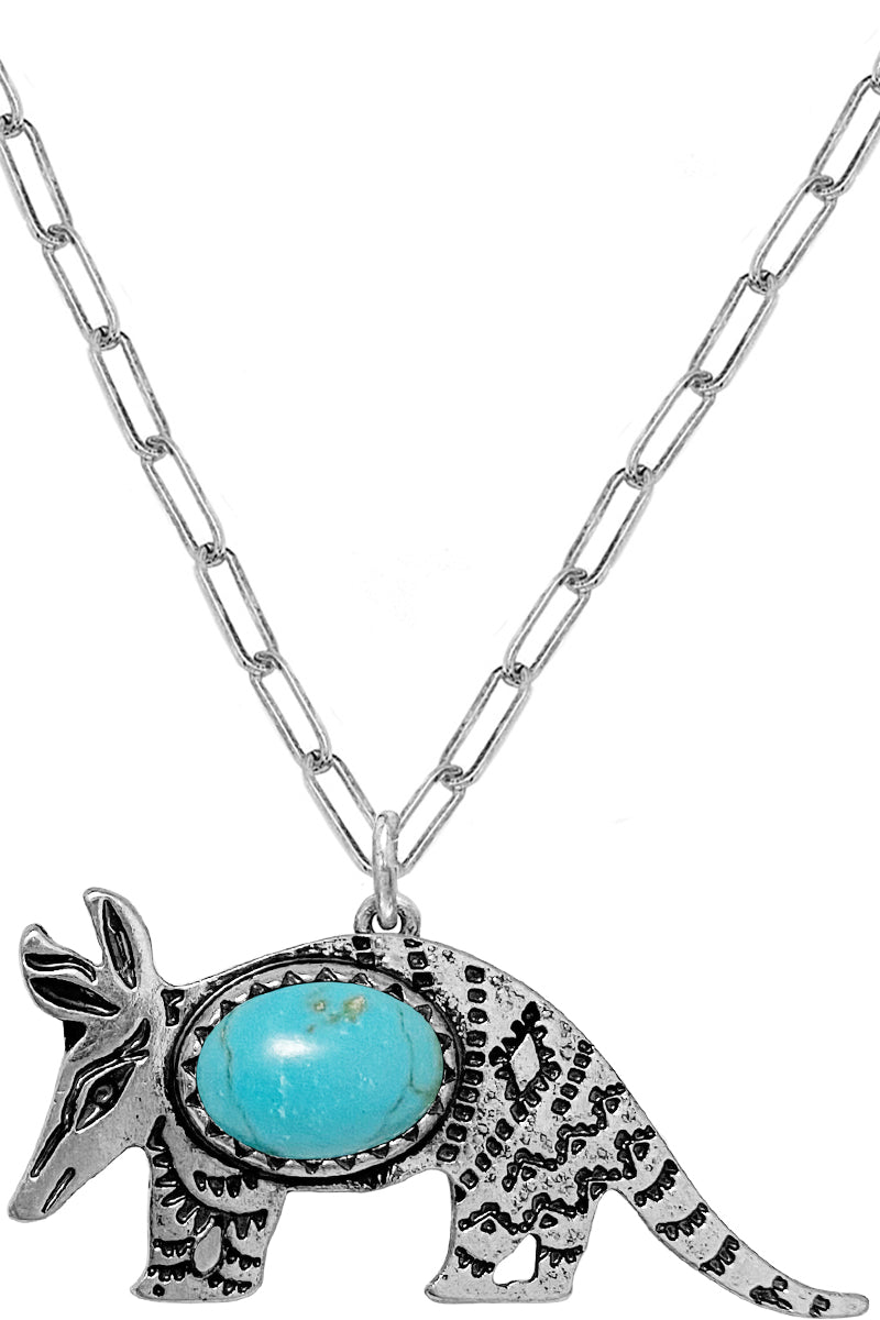 WESTERN AZTEC TQ ARMADILLO CLIPCHAIN NECKLACE