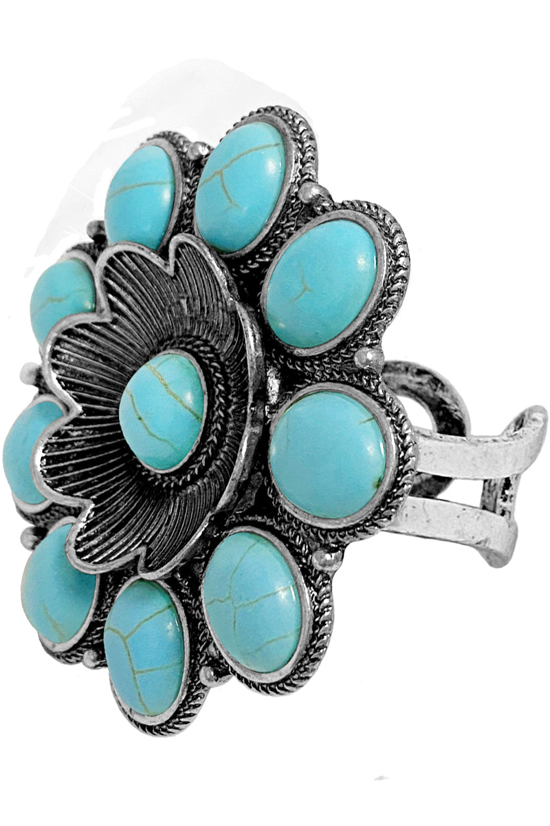 WESTERN GEMSTONE FLOWER RING