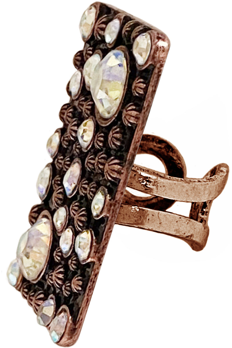 WESTERN RHINESTONE CONCHO BAR RING