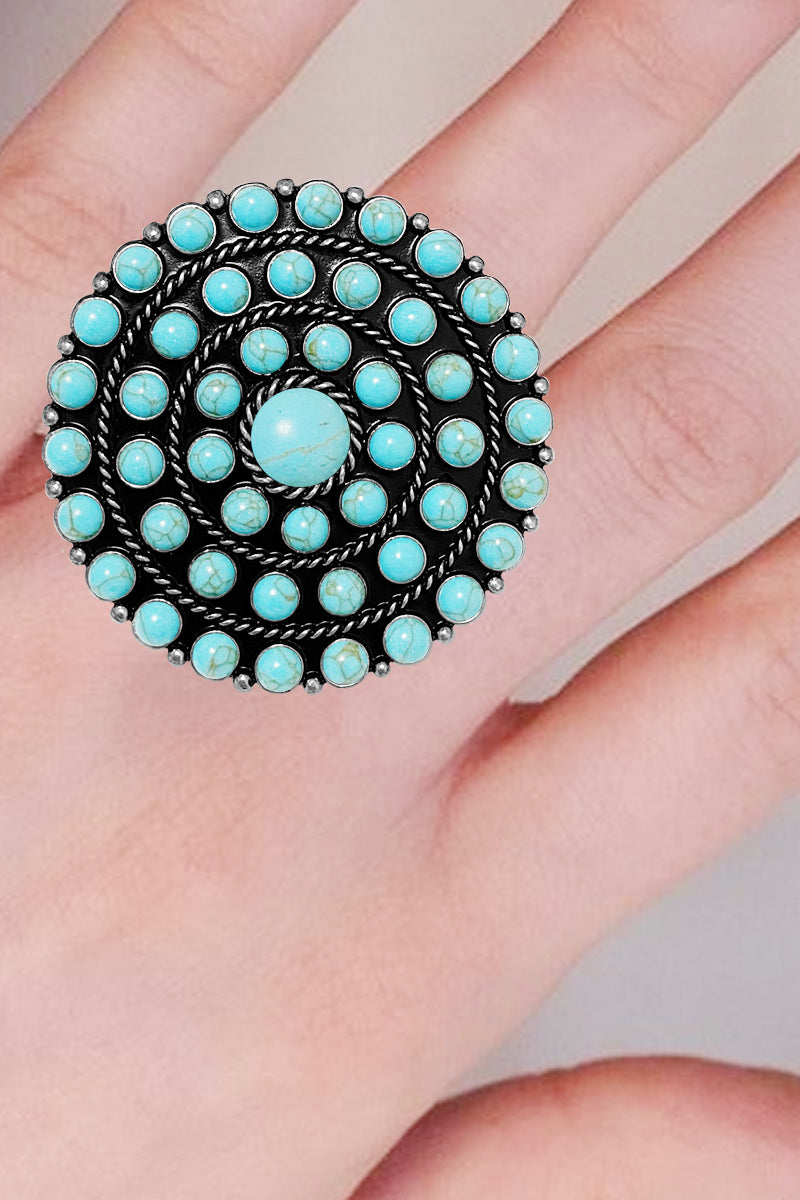 GEMSTONE RHINESTONE PAVE ROUND CUFF RING