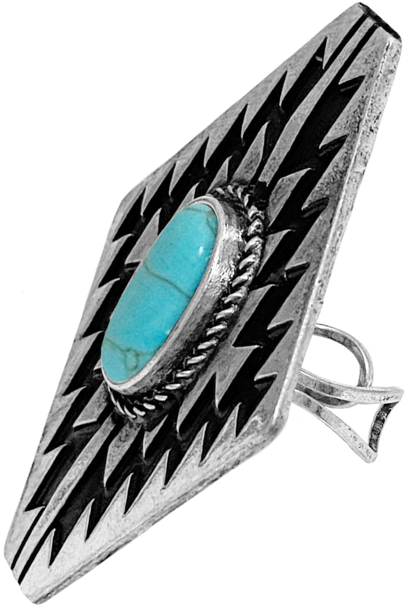 WESTERN AZTEC GEMSTONE DIAMOND SHAPE RING