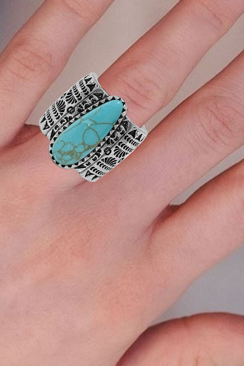 WESTERN AZTEC GEMSTONE BAND RING